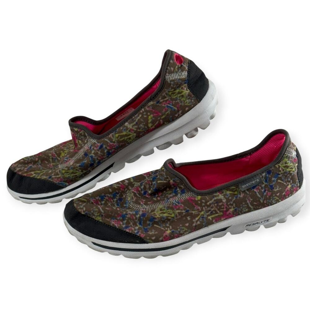 Skechers Go Walk Casual Sneaker/Shoe, Slip On, Gray/Multi, Women's 11